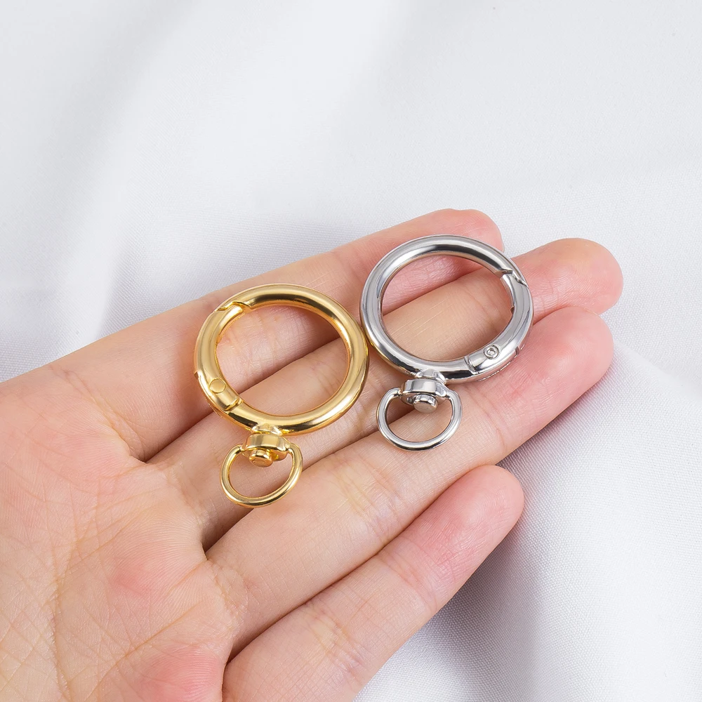 2pcs Rotatable Metal Spring Snap O-Rings Key Rings